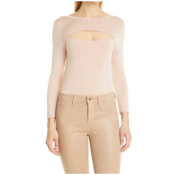 L'Agence NWT $325 Jocelyn Cutout Sweater in Petal Country Pink Women;s Sz XL - Picture 1 of 7